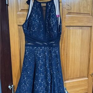 Elegant Navy Lace Dress